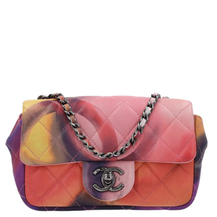 Túi Đeo Chéo Chanel Lambskin Quilted Extra Mini Flower Power Flap Multicolor CDBC758