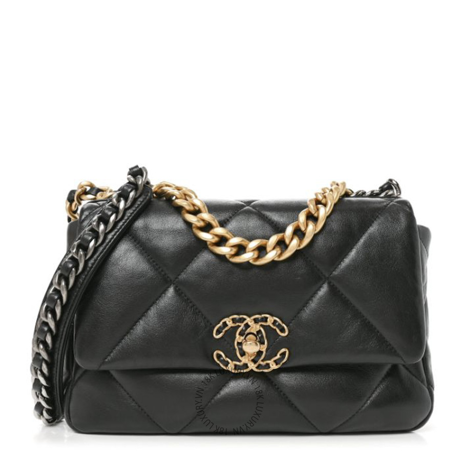 Túi Đeo Chéo Chanel Lambskin Quilted Medium Chanel 19 Flap Black CDBC170