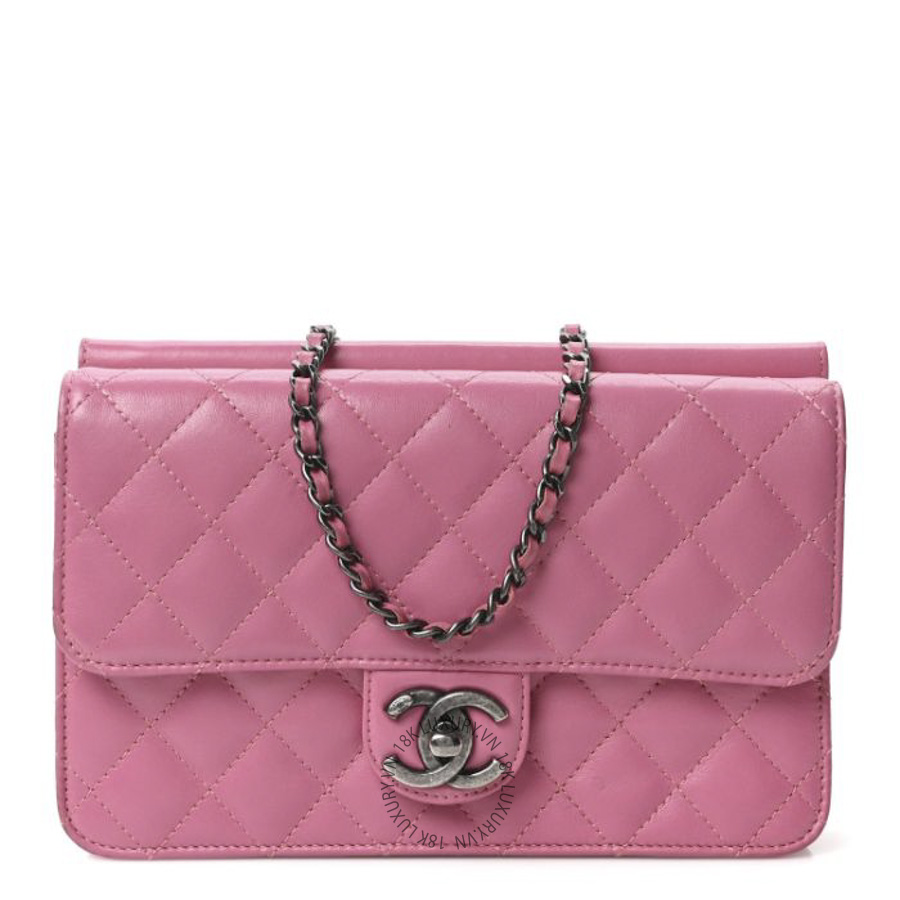 Túi Đeo Chéo Chanel Lambskin Quilted Medium Crossing Times Flap Pink CDBC750