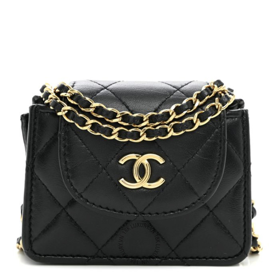 Túi Đeo Chéo Chanel Lambskin Quilted Mini Accordion Clutch With Chain Black CDBC258