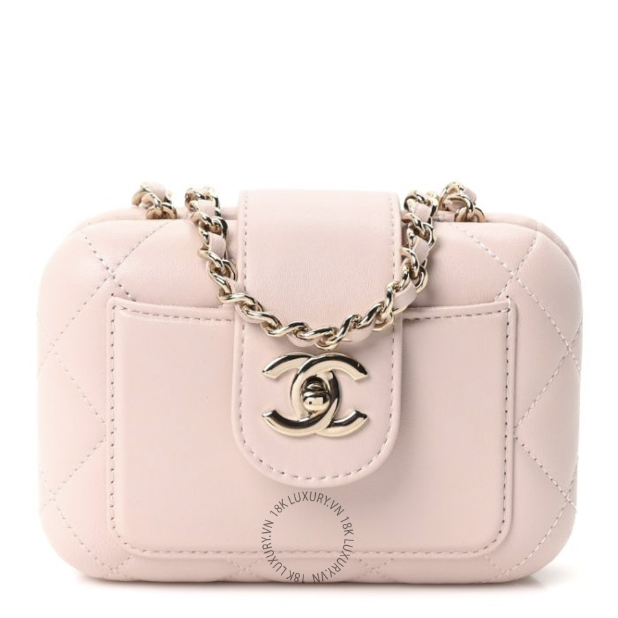 Túi Đeo Chéo Chanel Lambskin Quilted Mini CC Chain Pocket Bag Light Pink CDBC270