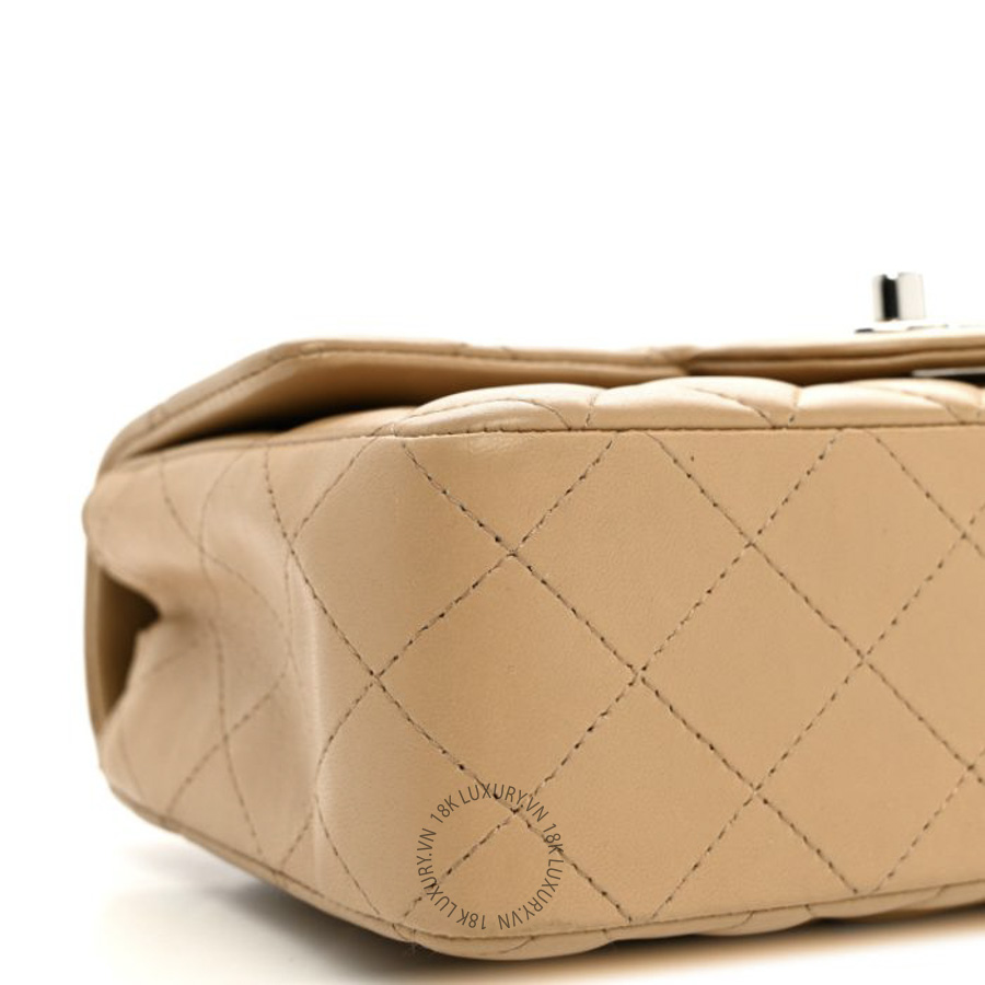 Túi Đeo Chéo Chanel Lambskin Quilted Mini Rectangular Flap Beige CDBC775 25 Túi Đeo Chéo Chanel Lambskin Quilted Mini Rectangular Flap Beige CDBC775
