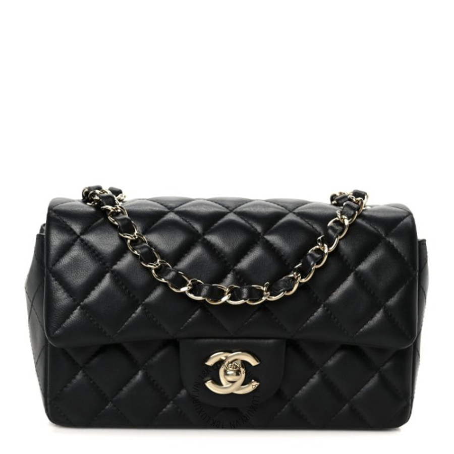 Túi Đeo Chéo Chanel Lambskin Quilted Mini Rectangular Flap Black CDBC045