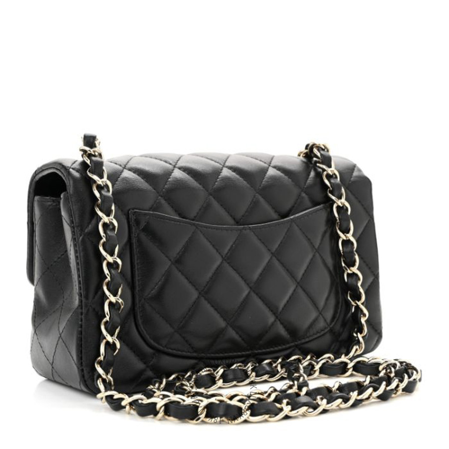 Túi Đeo Chéo Chanel Lambskin Quilted Mini Rectangular Flap Black CDBC046