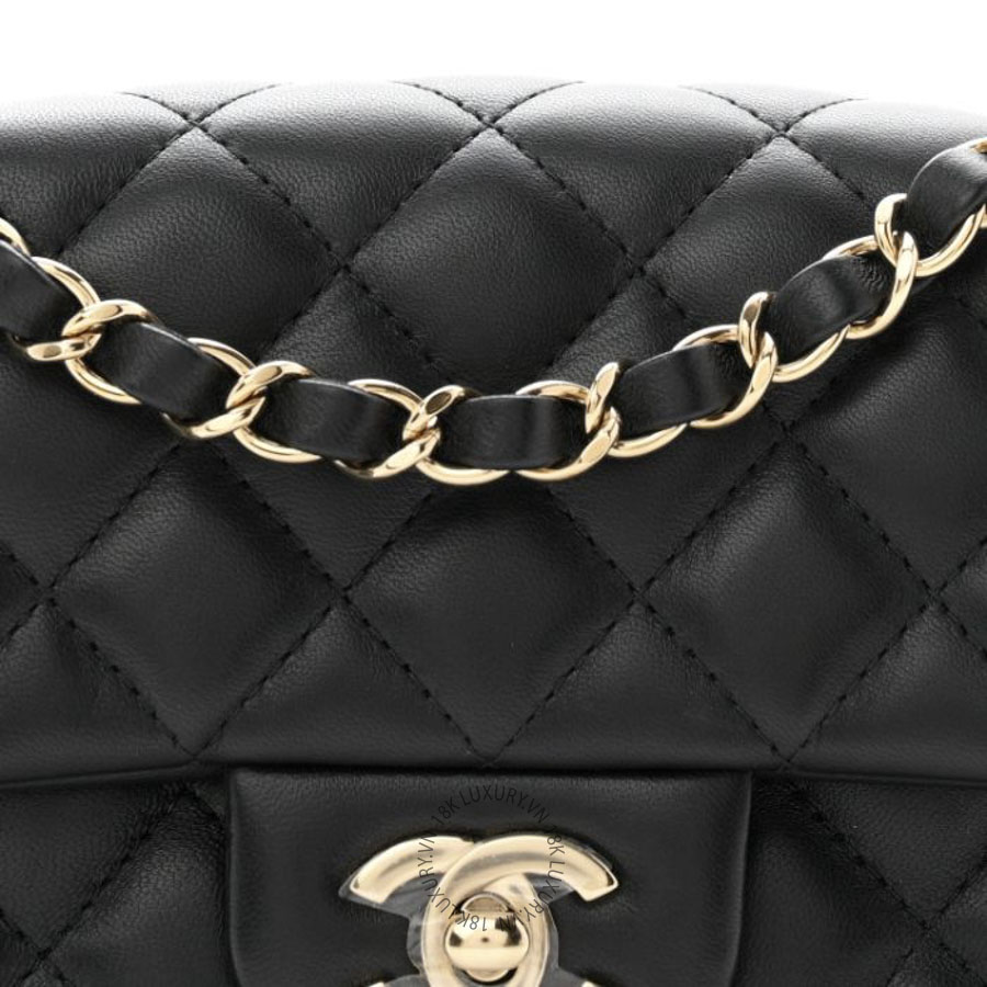 Túi Đeo Chéo Chanel Lambskin Quilted Mini Rectangular Flap Black CDBC048 20 Túi Đeo Chéo Chanel Lambskin Quilted Mini Rectangular Flap Black CDBC048