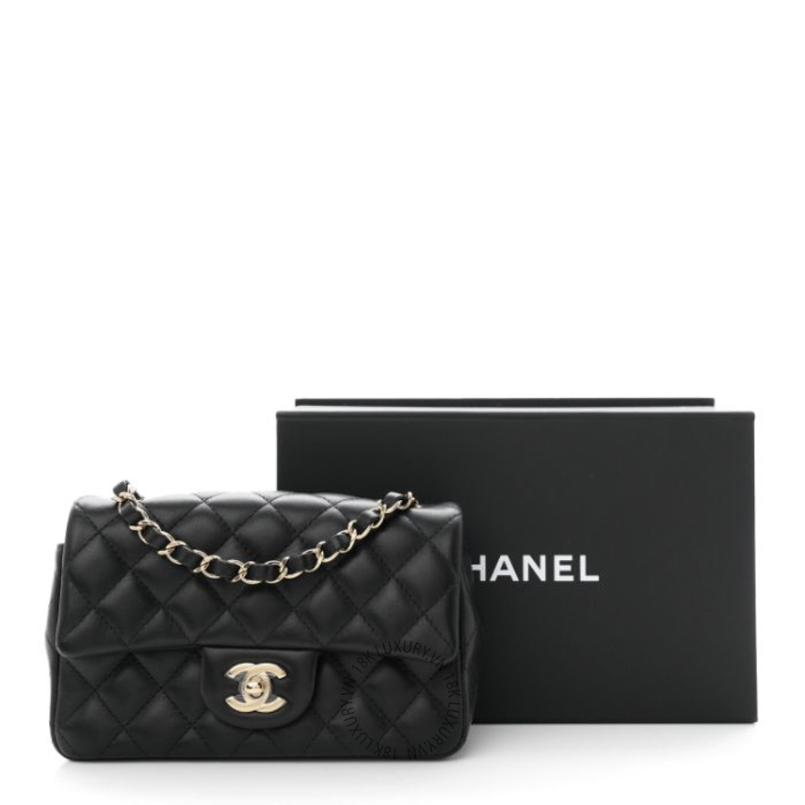 Túi Đeo Chéo Chanel Lambskin Quilted Mini Rectangular Flap Black CDBC048 23 Túi Đeo Chéo Chanel Lambskin Quilted Mini Rectangular Flap Black CDBC048