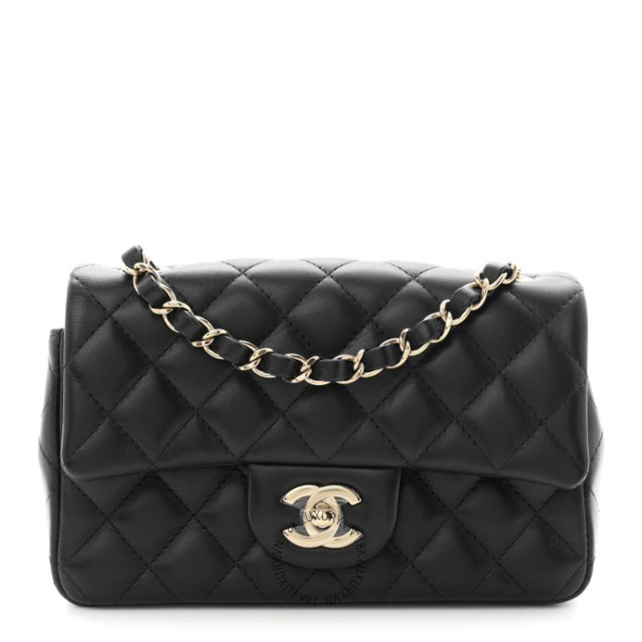 Túi Đeo Chéo Chanel Lambskin Quilted Mini Rectangular Flap Black CDBC048