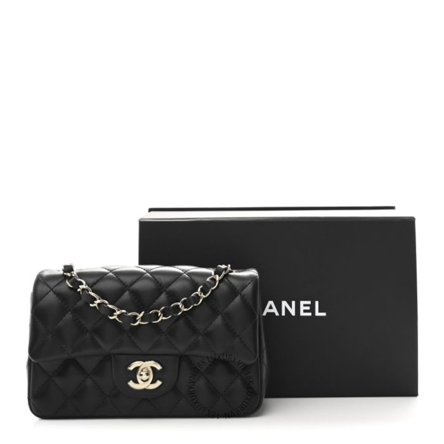 Túi Đeo Chéo Chanel Lambskin Quilted Mini Rectangular Flap Black CDBC049 23 Túi Đeo Chéo Chanel Lambskin Quilted Mini Rectangular Flap Black CDBC049
