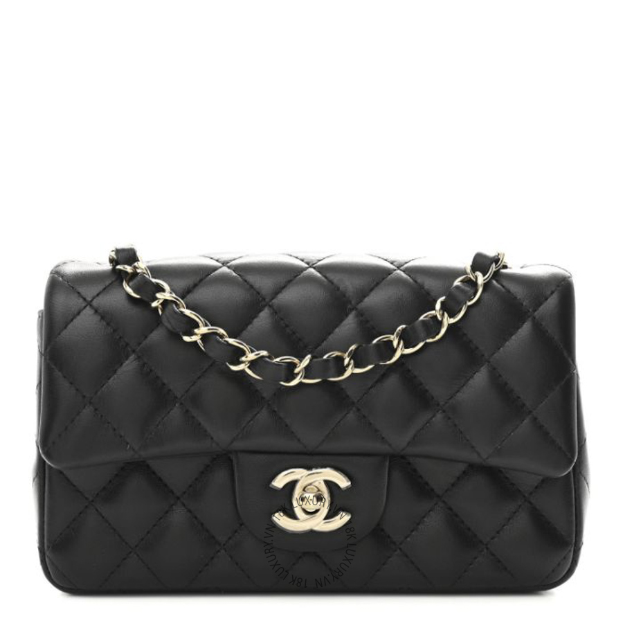 Túi Đeo Chéo Chanel Lambskin Quilted Mini Rectangular Flap Black CDBC049