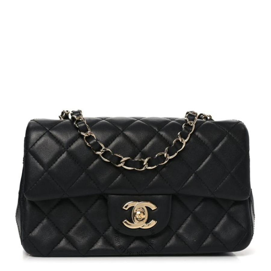 Túi Đeo Chéo Chanel Lambskin Quilted Mini Rectangular Flap Black CDBC050