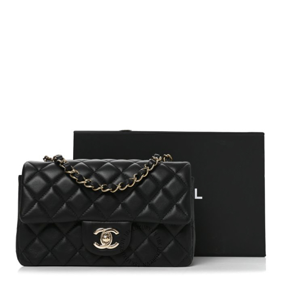 Túi Đeo Chéo Chanel Lambskin Quilted Mini Rectangular Flap Black CDBC306 23 Túi Đeo Chéo Chanel Lambskin Quilted Mini Rectangular Flap Black CDBC306
