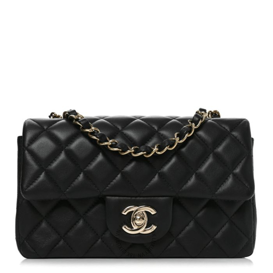 Túi Đeo Chéo Chanel Lambskin Quilted Mini Rectangular Flap Black CDBC306