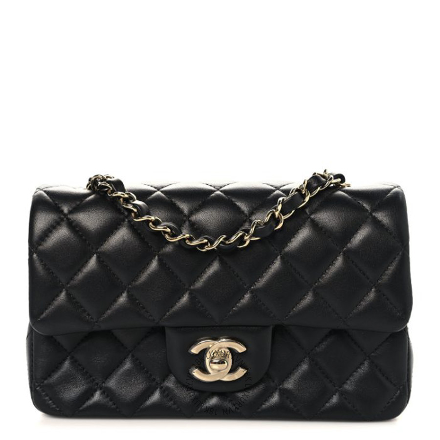 Túi Đeo Chéo Chanel Lambskin Quilted Mini Rectangular Flap Black CDBC336