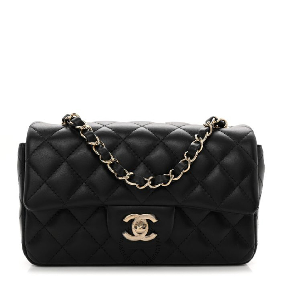 Túi Đeo Chéo Chanel Lambskin Quilted Mini Rectangular Flap Black CDBC869