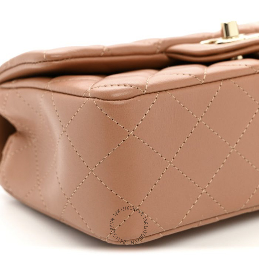 Túi Đeo Chéo Chanel Lambskin Quilted Mini Rectangular Flap Brown CDBC191 19 Túi Đeo Chéo Chanel Lambskin Quilted Mini Rectangular Flap Brown CDBC191