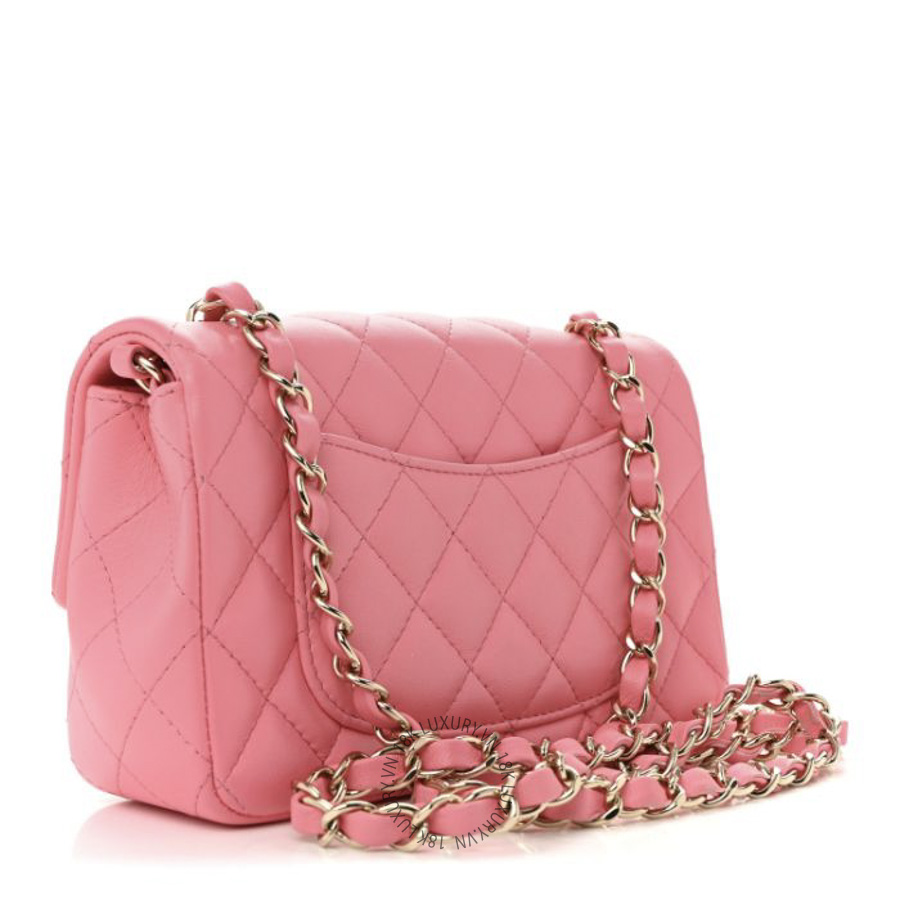 Túi Đeo Chéo Chanel Lambskin Quilted Mini Rectangular Flap Pink CDBC187