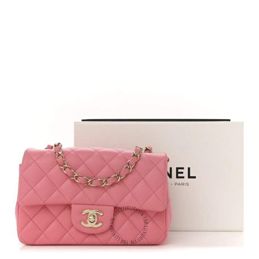 Túi Đeo Chéo Chanel Lambskin Quilted Mini Rectangular Flap Pink CDBC187 26 Túi Đeo Chéo Chanel Lambskin Quilted Mini Rectangular Flap Pink CDBC187