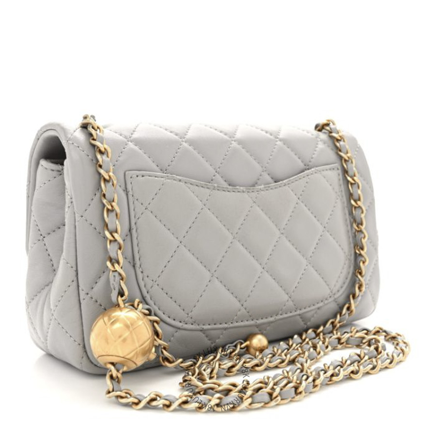 Túi Đeo Chéo Chanel Lambskin Quilted Mini Rectangular Pearl Crush Flap Grey CDBC053