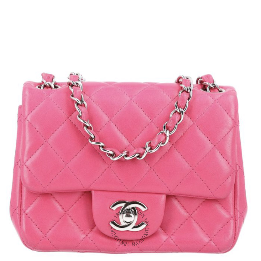 Túi Đeo Chéo Chanel Lambskin Quilted Mini Square Flap Dark Pink CDBC899