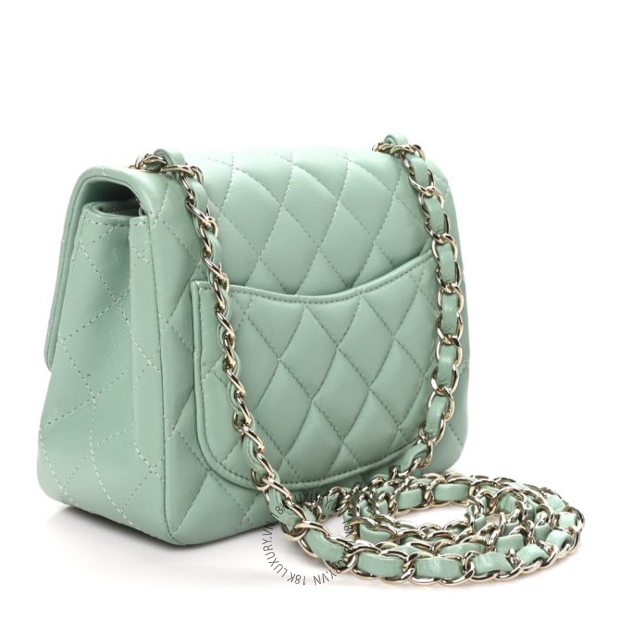 Túi Đeo Chéo Chanel Lambskin Quilted Mini Square Flap Light Green CDBC437
