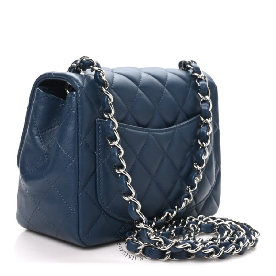 Túi Đeo Chéo Chanel Lambskin Quilted Mini Square Flap Navy CDBC300