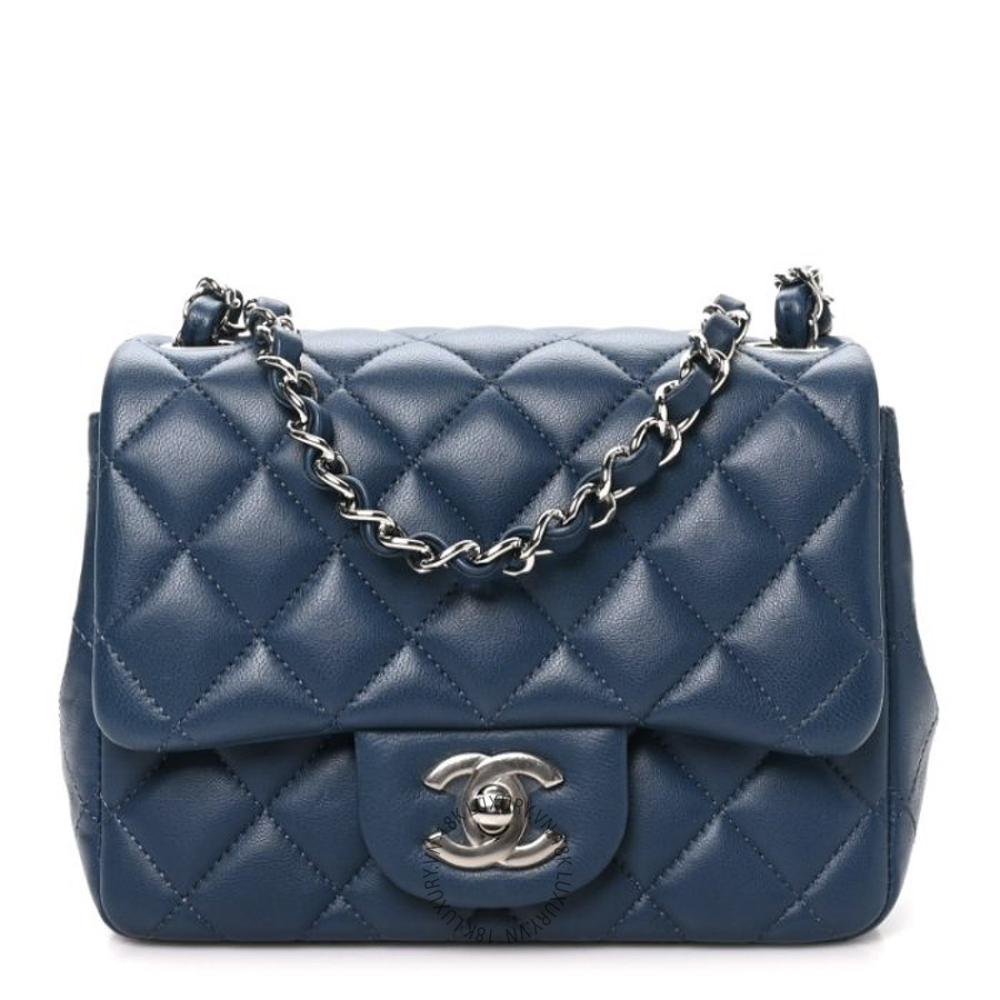 Túi Đeo Chéo Chanel Lambskin Quilted Mini Square Flap Navy CDBC300