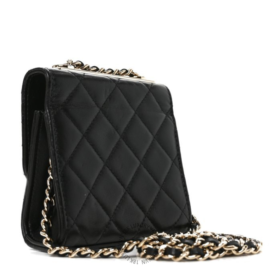 Túi Đeo Chéo Chanel Lambskin Quilted Mini Trendy CC Chain Wallet Black CDBC1068