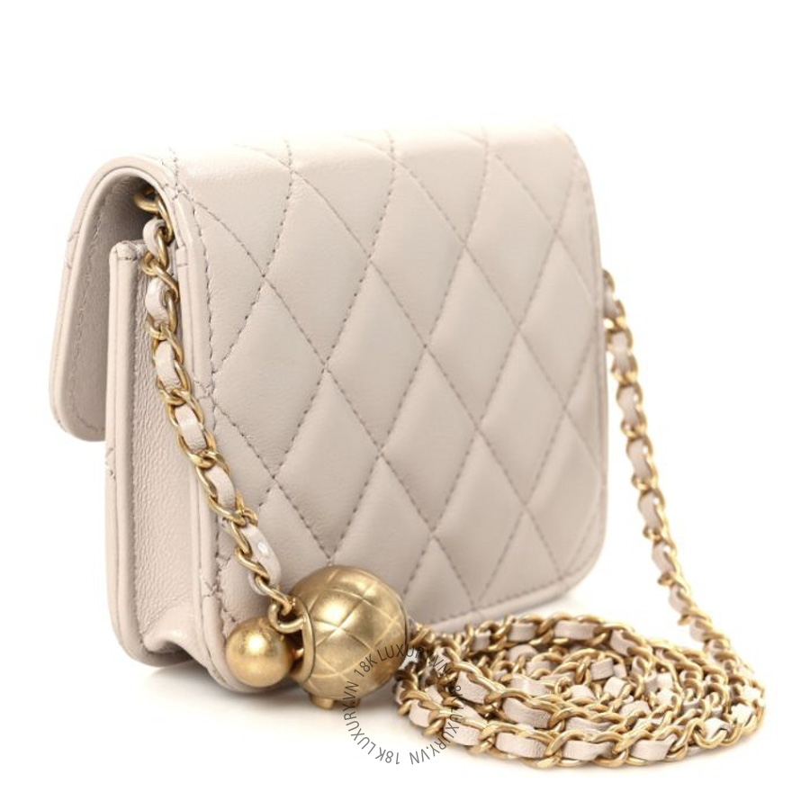 Túi Đeo Chéo Chanel Lambskin Quilted Pearl Crush Clutch With Chain Light Purple CDBC238