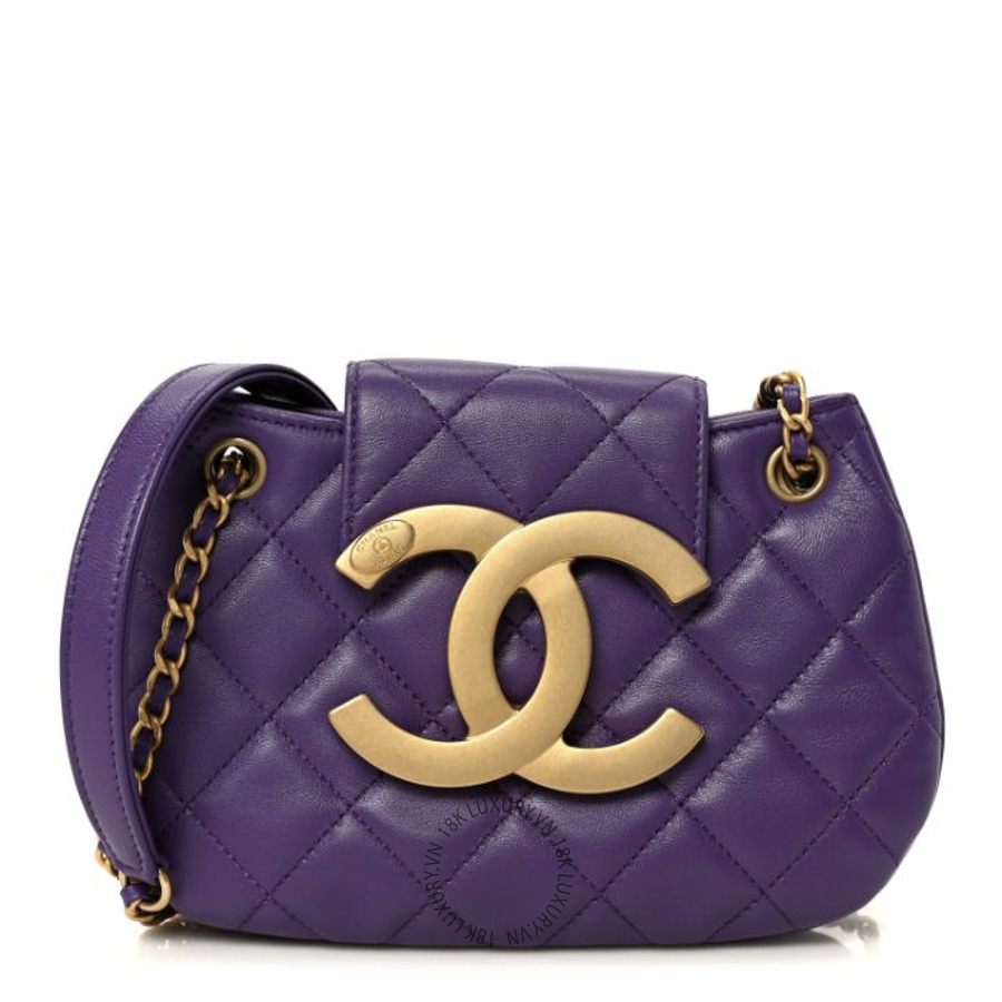 Túi Đeo Chéo Chanel Lambskin Quilted Small Messenger Bag Purple CDBC908
