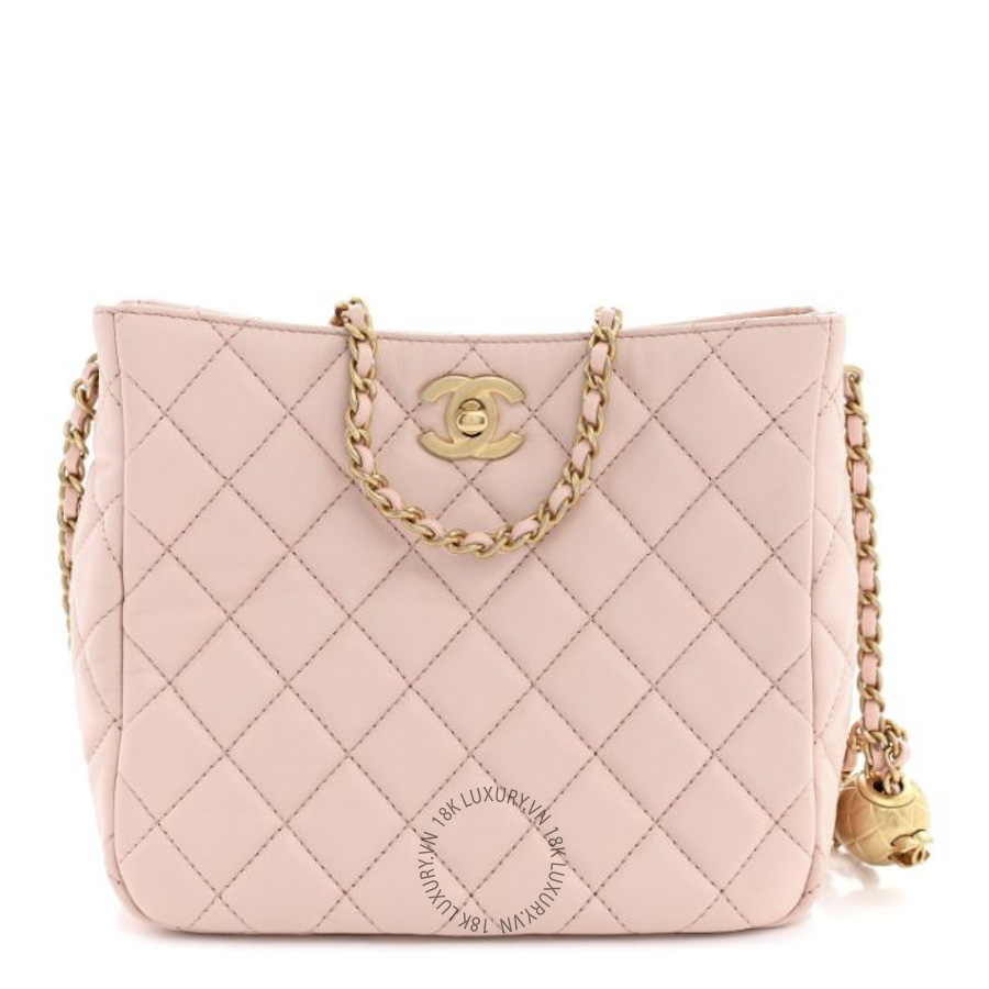 Túi Đeo Chéo Chanel Lambskin Quilted Small Pearl Crush Hobo Light Pink CDBC134