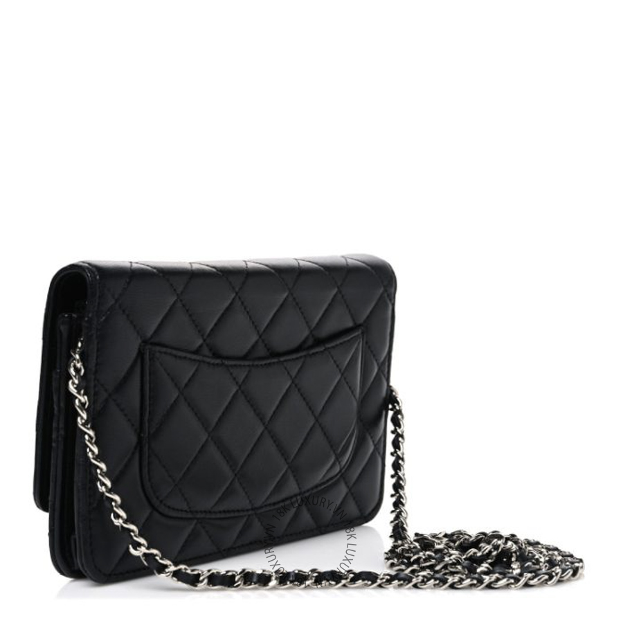 Túi Đeo Chéo Chanel Lambskin Quilted Wallet On Chain WOC Black CDBC1073