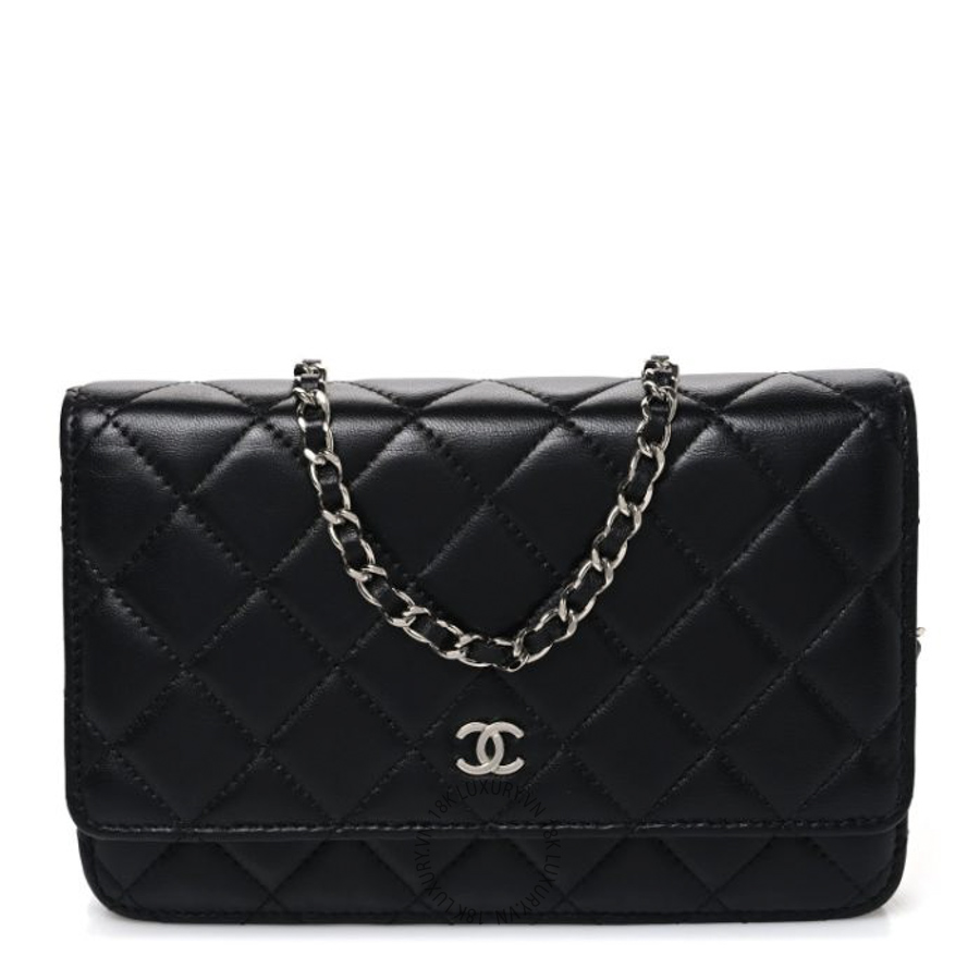 Túi Đeo Chéo Chanel Lambskin Quilted Wallet On Chain WOC Black CDBC1073