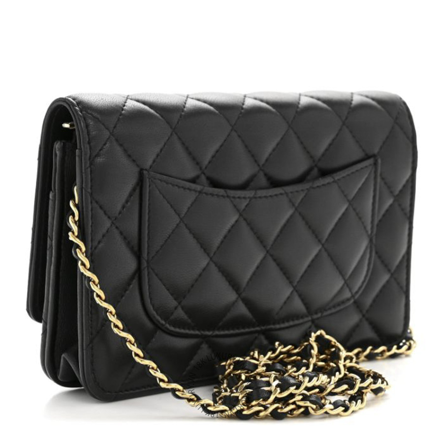 Túi Đeo Chéo Chanel Lambskin Quilted Wallet On Chain WOC Black CDBC728