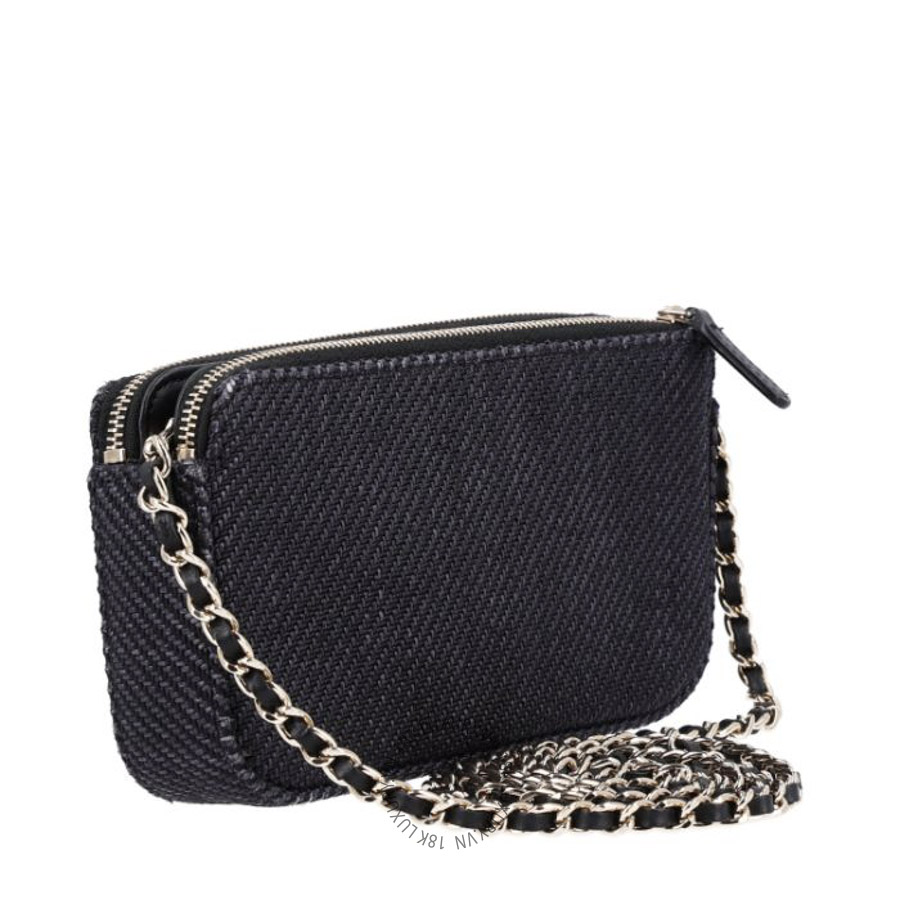 Túi Đeo Chéo Chanel Lurex Straw Small Deauville Clutch With Chain Black CDBC412