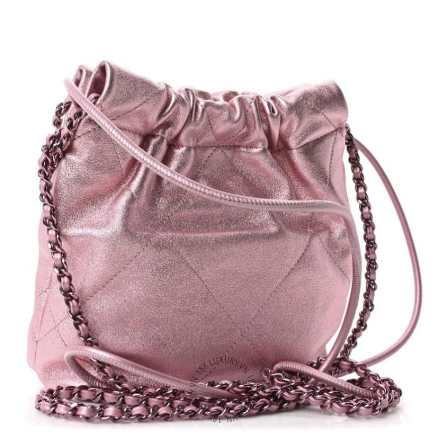 Túi Đeo Chéo Chanel Metallic Lambskin Lacquered Monochrome Quilted Mini Chanel 22 Pink CDBC482