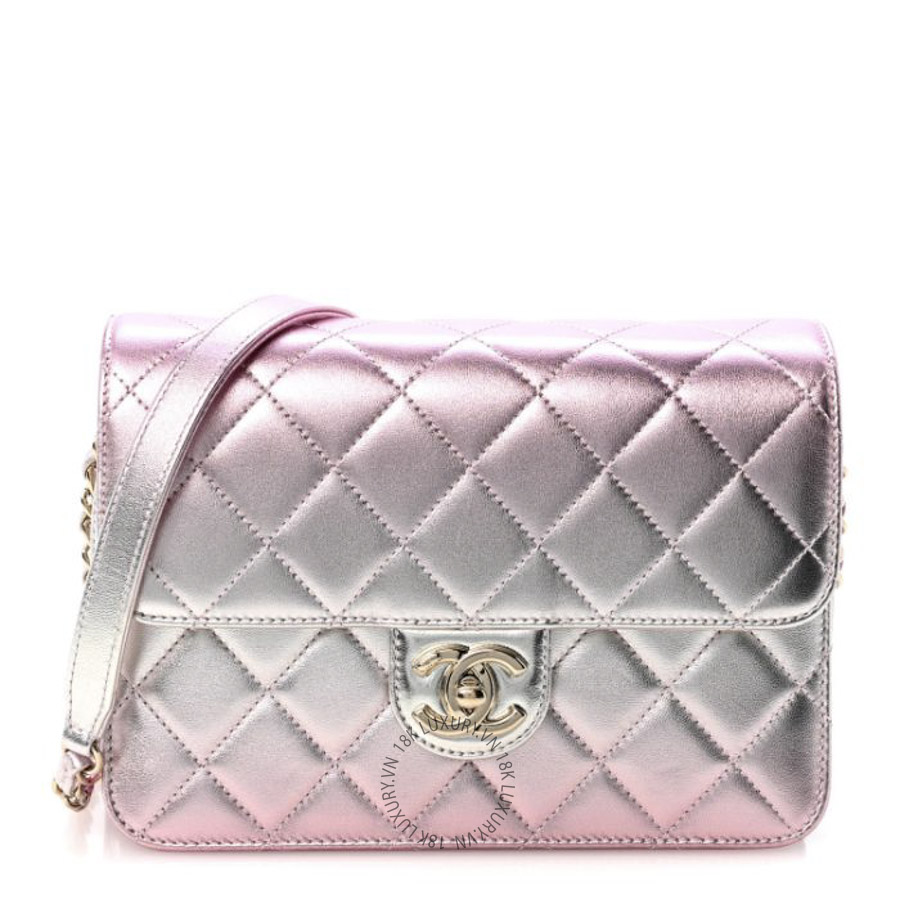 Túi Đeo Chéo Chanel Metallic Lambskin Quilted Large Like A Wallet Flap Golden Pink CDBC779