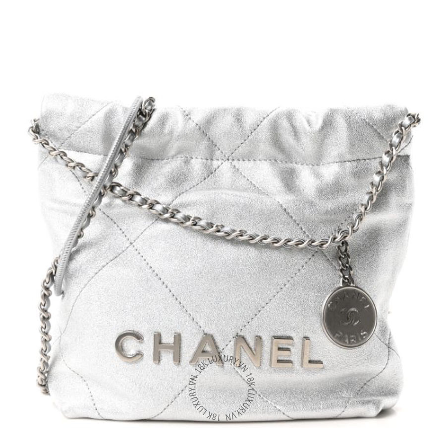 Túi Đeo Chéo Chanel Metallic Lambskin Quilted Mini Chanel 22 Silvery CDBC040