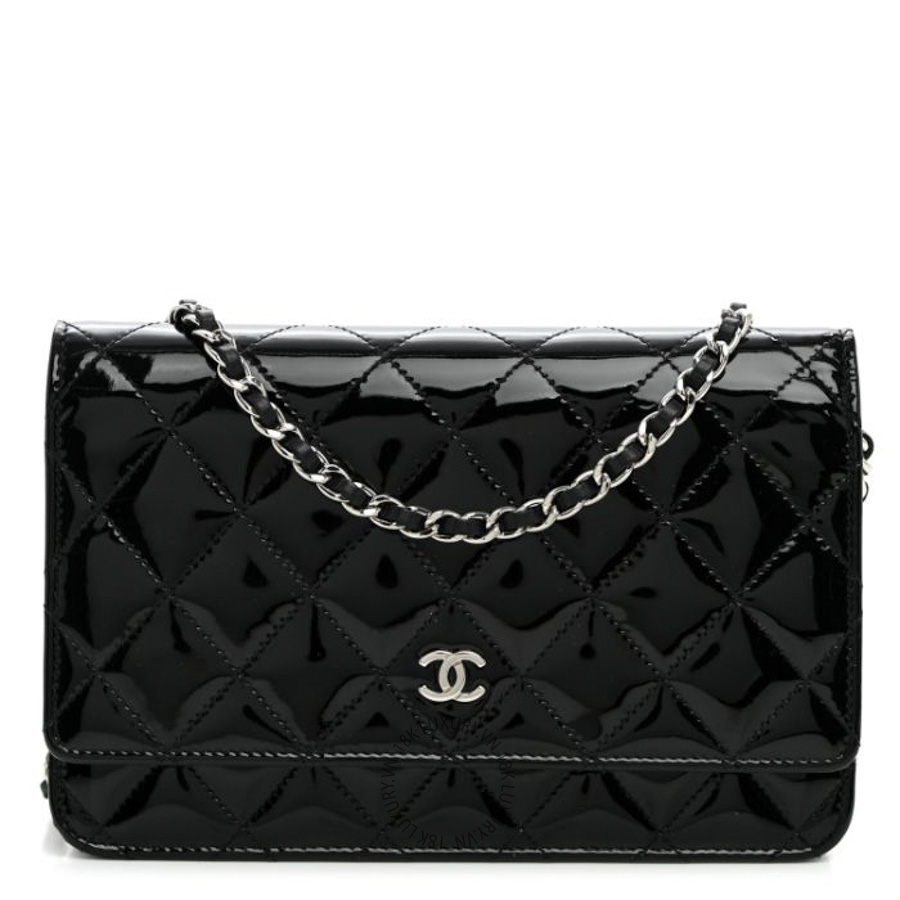 Túi Đeo Chéo Chanel Patent Quilted Wallet On Chain WOC Black CDBC592