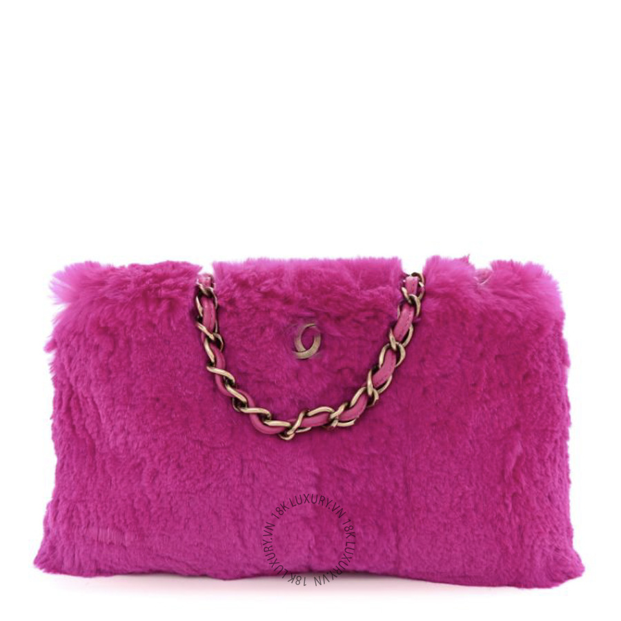 Túi Đeo Chéo Chanel Rabbit Fur Shoulder Bag Fuchsia CDBC608