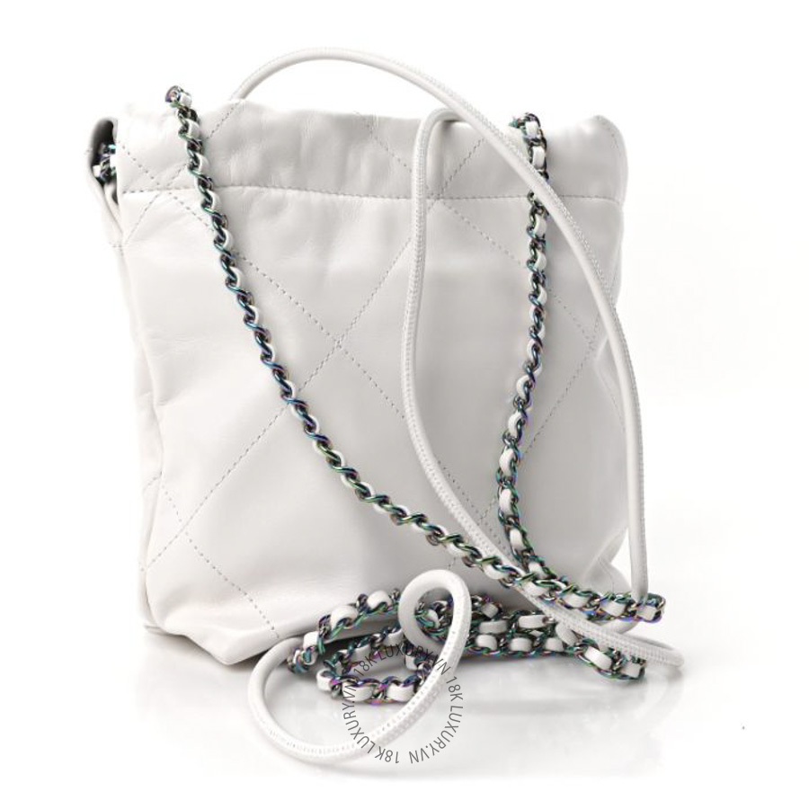 Túi Đeo Chéo Chanel Shiny Calfskin Quilted Rainbow Mini Chanel 22 White CDBC1074