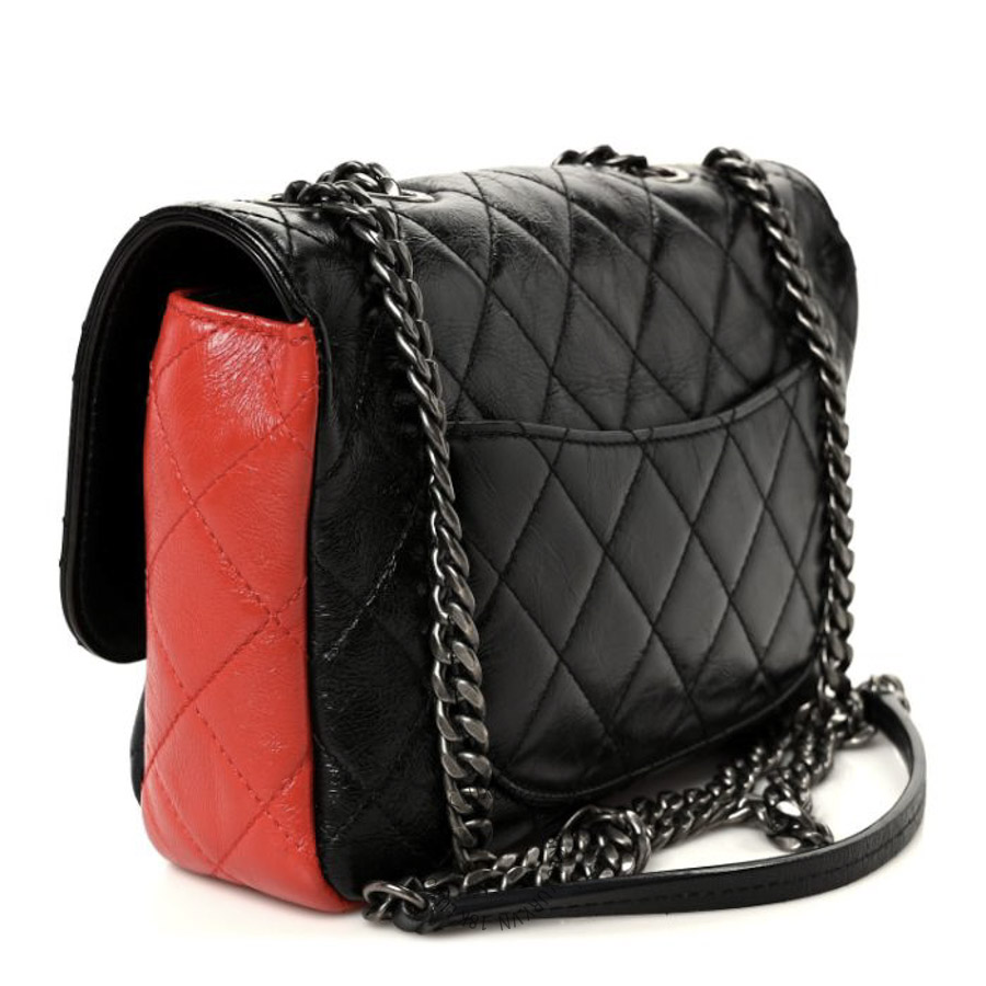 Túi Đeo Chéo Chanel Shiny Goatskin Quilted Tri-Color Flap Black Red Navy CDBC963