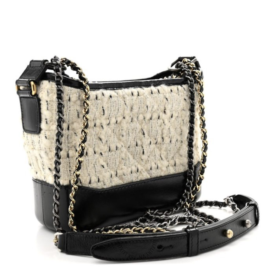Túi Đeo Chéo Chanel Tweed Calfskin Quilted Small Gabrielle Hobo Ivory Black CDBC1063