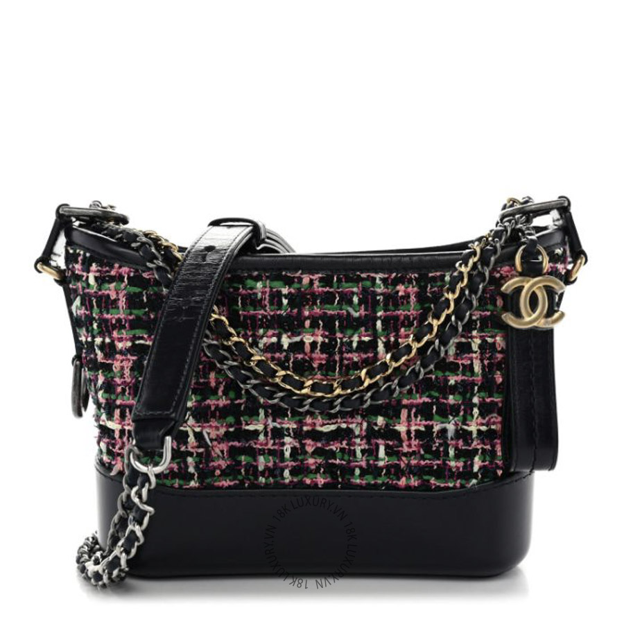 Túi Đeo Chéo Chanel Tweed Calfskin Small Gabrielle Hobo Navy Blue Multicolor CDBC802