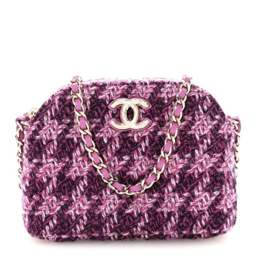 Túi Đeo Chéo Chanel Tweed Quilted Mini Clutch With Chain Purple CDBC931