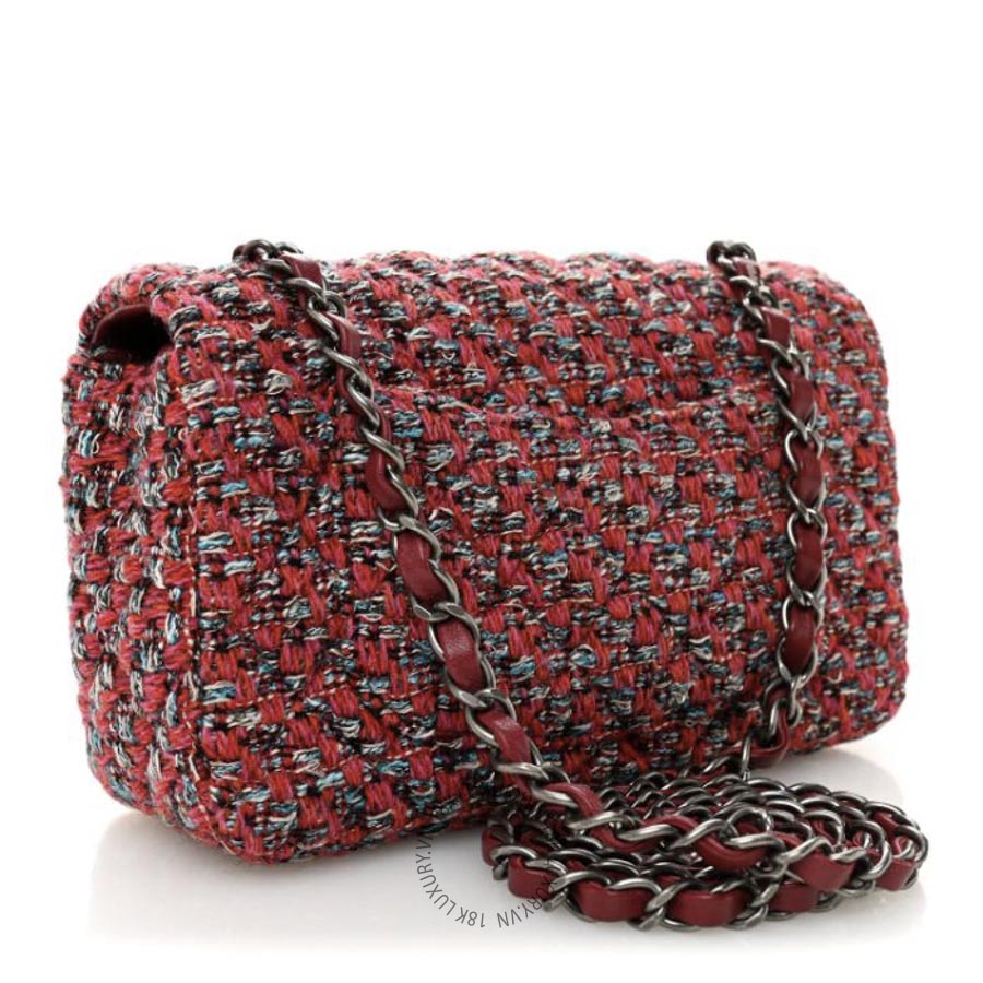 Túi Đeo Chéo Chanel Tweed Quilted Mini Rectangular Flap Red Blue Ecru Black Pink CDBC906