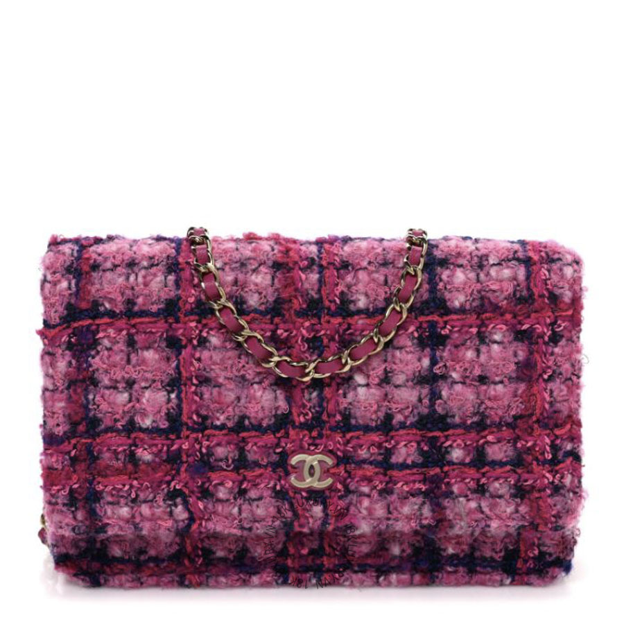 Túi Đeo Chéo Chanel Tweed Quilted Wallet On Chain WOC Fuchsia Purple CDBC332