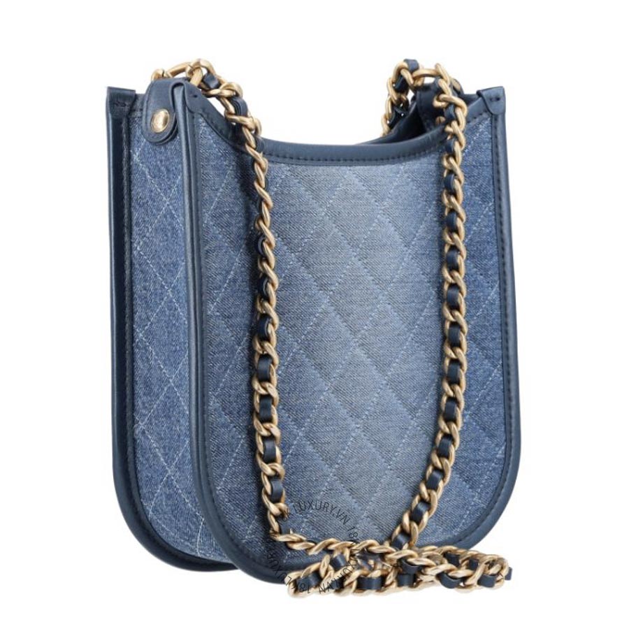 Túi Đeo Chéo Chanel Washed Denim Quilted Small Hobo Blue CDBC409