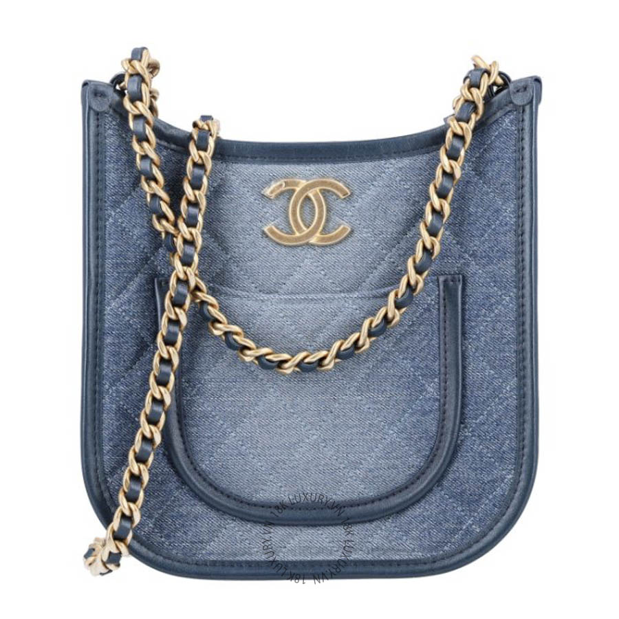 Túi Đeo Chéo Chanel Washed Denim Quilted Small Hobo Blue CDBC409