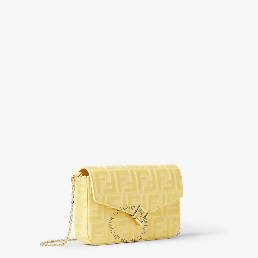 Túi Đeo Chéo Mini Fendi FF Diamonds On Chain Yellow FF leather 8M0509ADYMF1NPV FND187