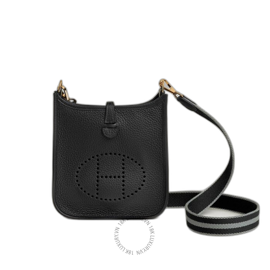 Túi Đeo Chéo Mini Hermes Evelyne 16 Amazone bag Noir / Noir / Gris Fumée H084554CCAI MHM002